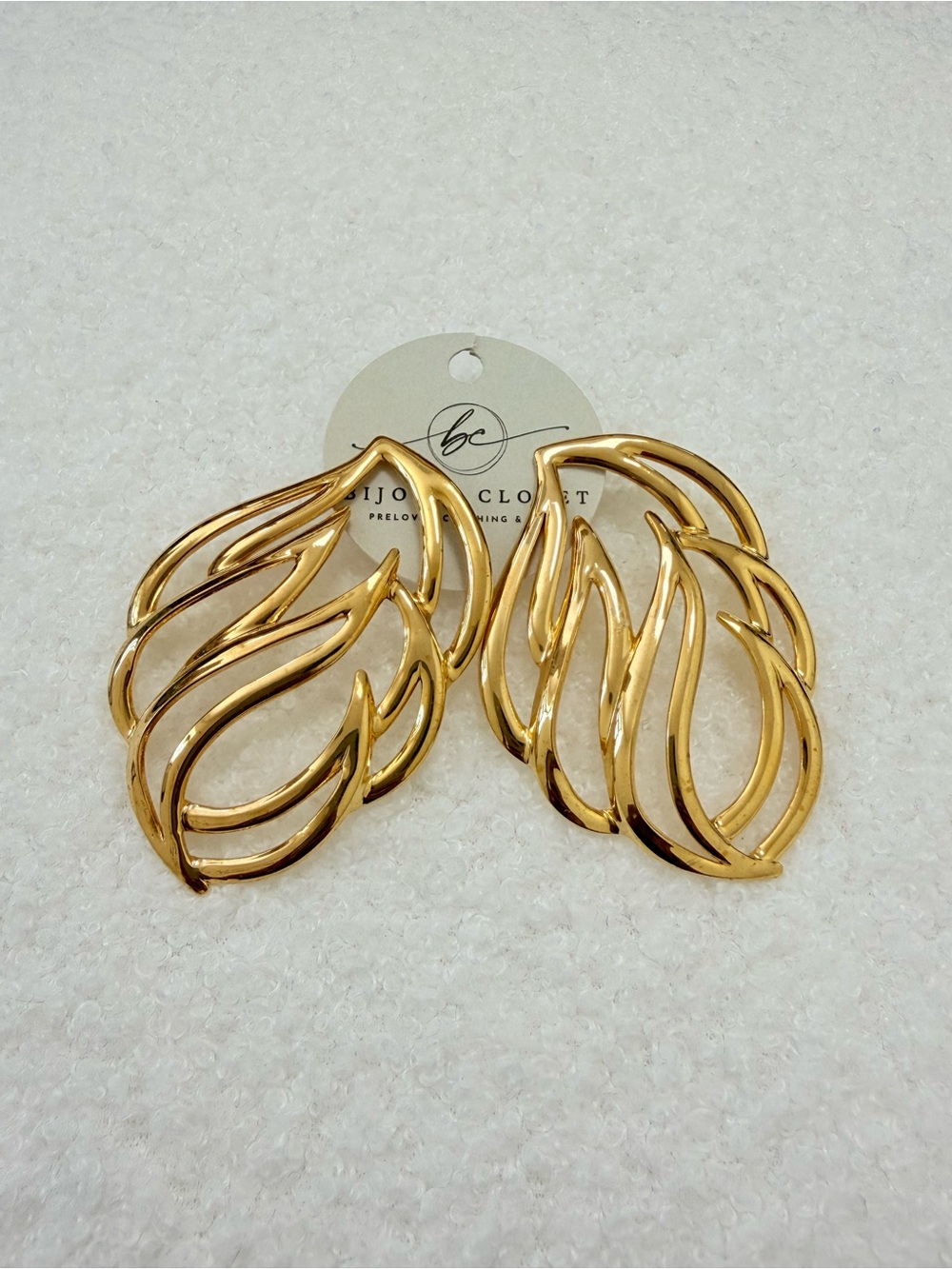 Bold Gold Leaf Silhouette Statement Earrings